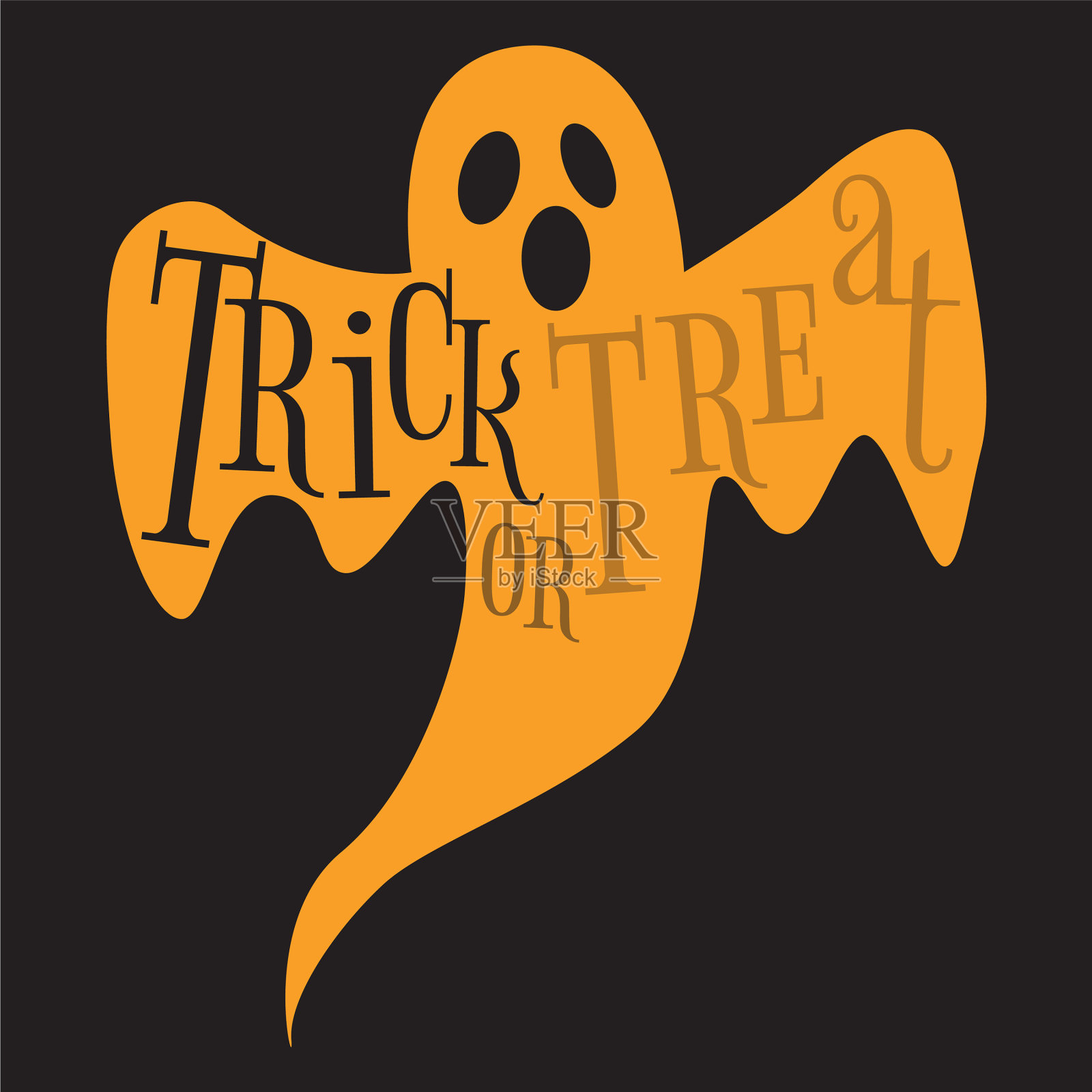 不给糖就捣蛋的万圣节鬼字插画图片素材