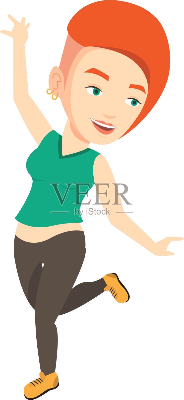 开朗的白人女舞者在跳舞设计元素图片