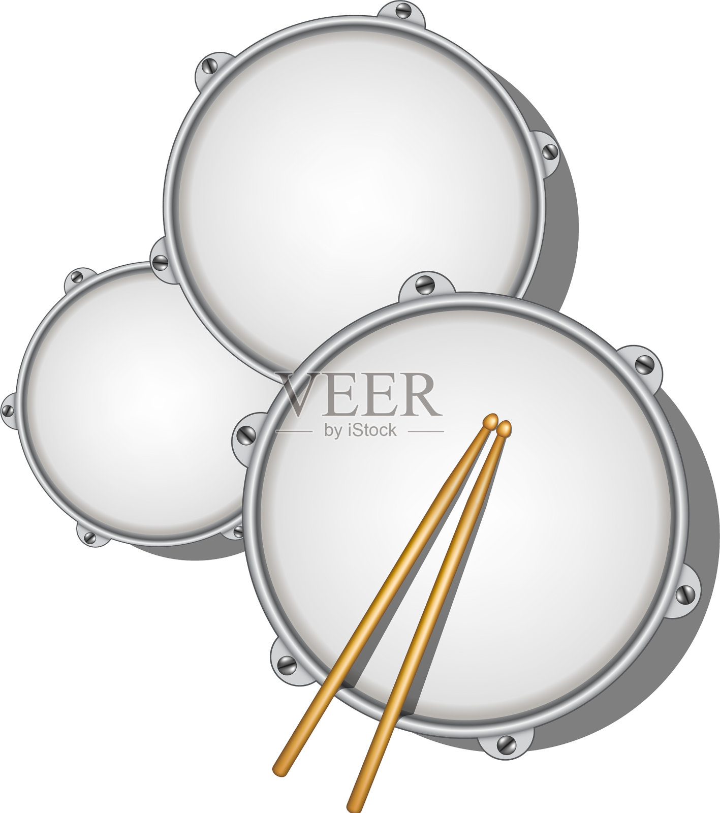 鼓和一对木制鼓槌设计元素图片