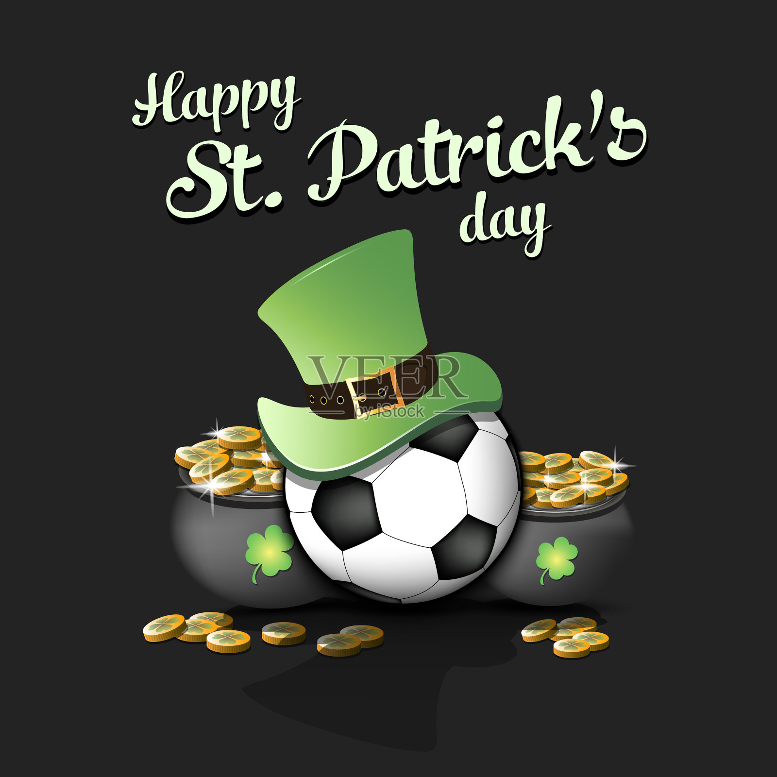 圣帕特里克节和足球快乐插画图片素材