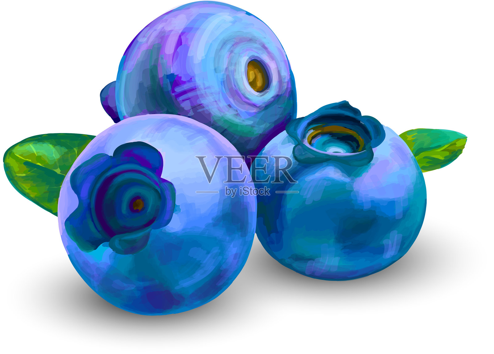 蓝莓果甜美，森林浆果上有白果设计元素图片