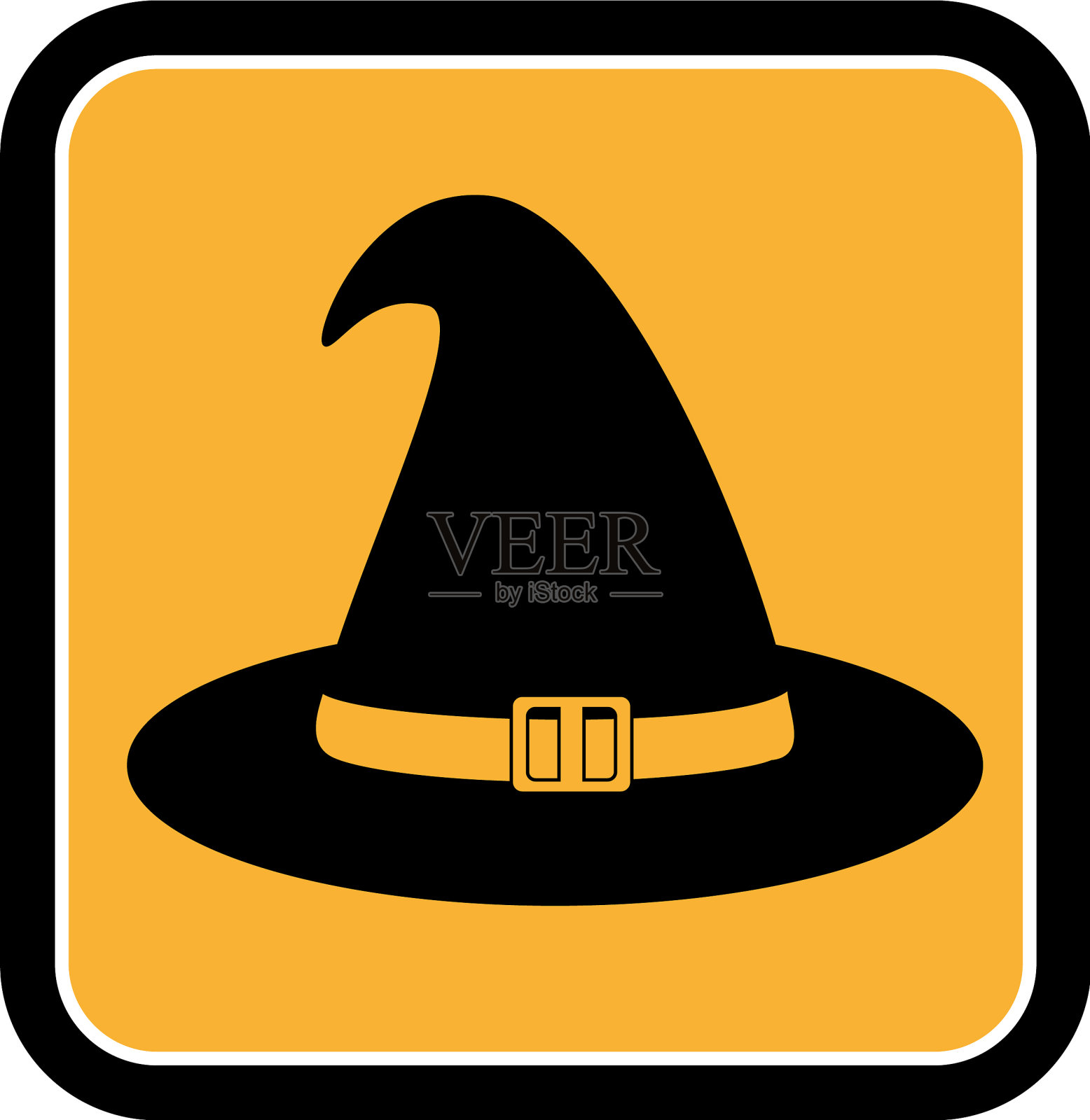 方形框架的万圣节与女巫的帽子插画图片素材