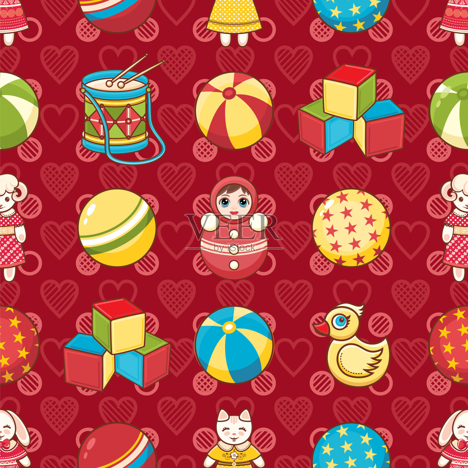 儿童玩具无缝图案设计元素插画图片素材