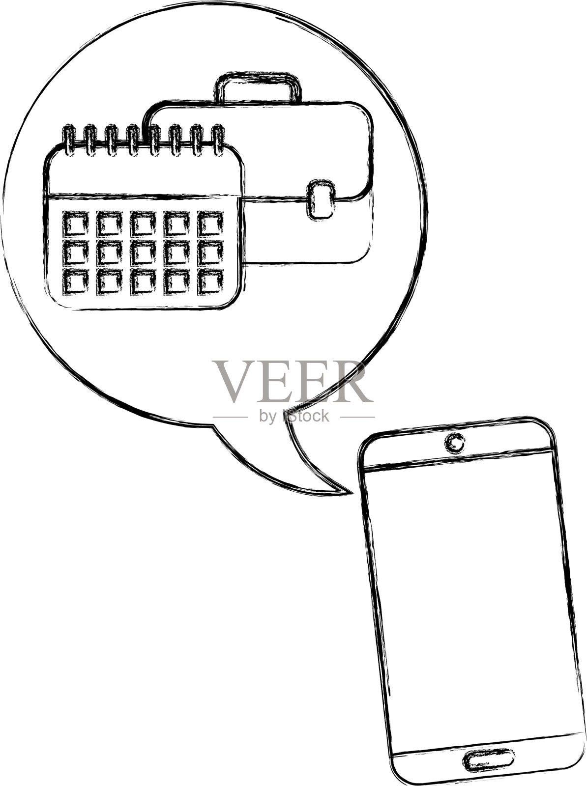智能手机提醒日历和公文包设计元素图片
