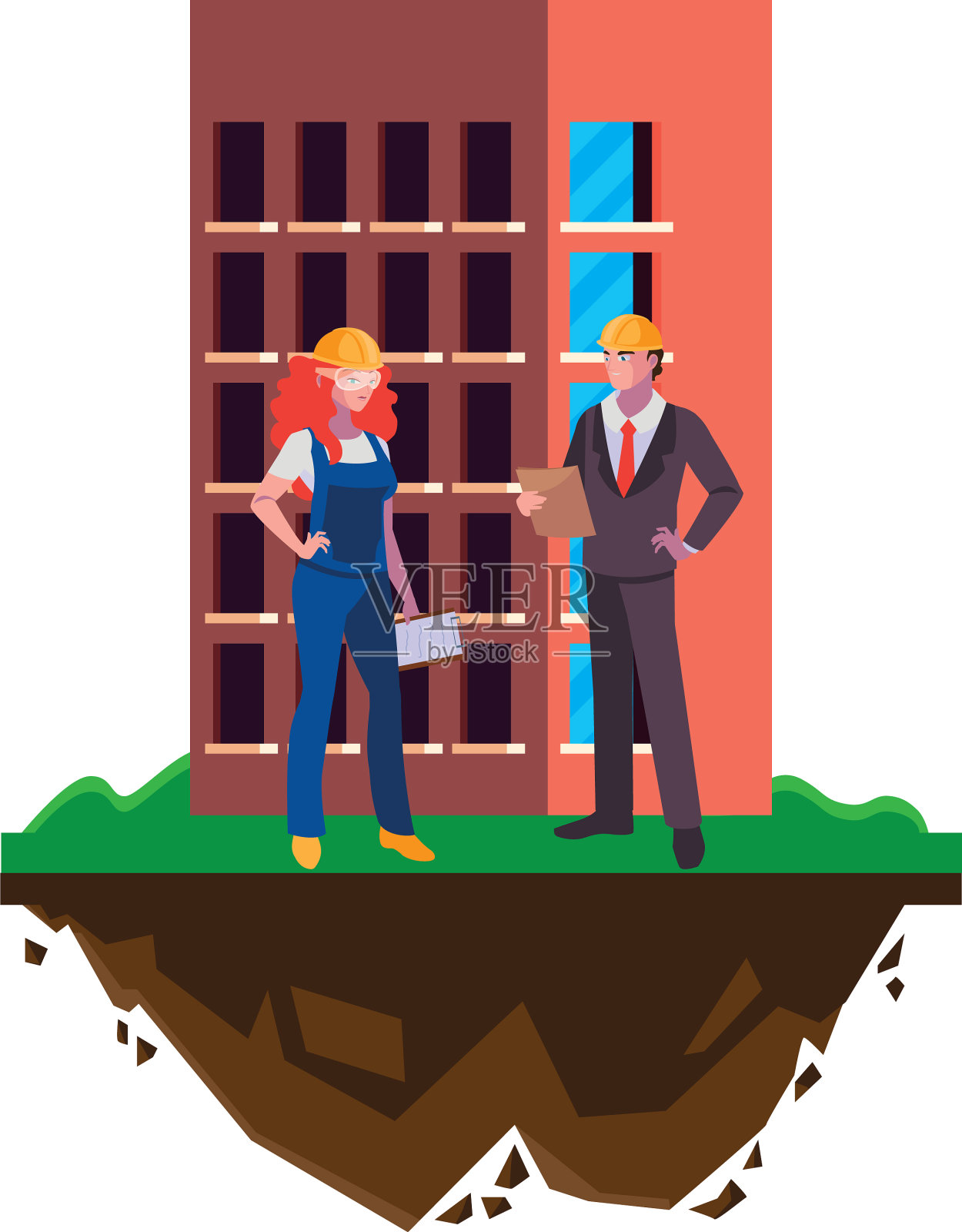 女建筑工和建筑工程师设计元素图片