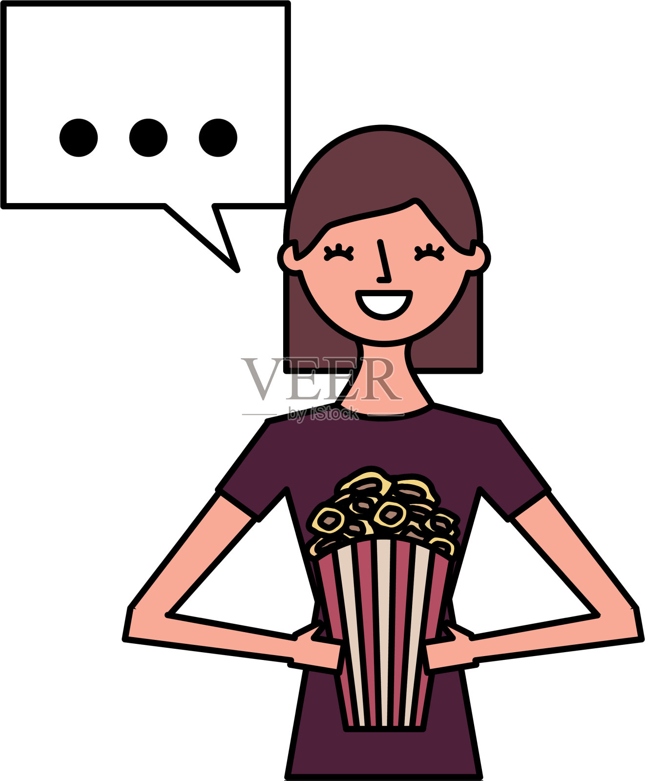 女人拿着爆米花设计元素图片
