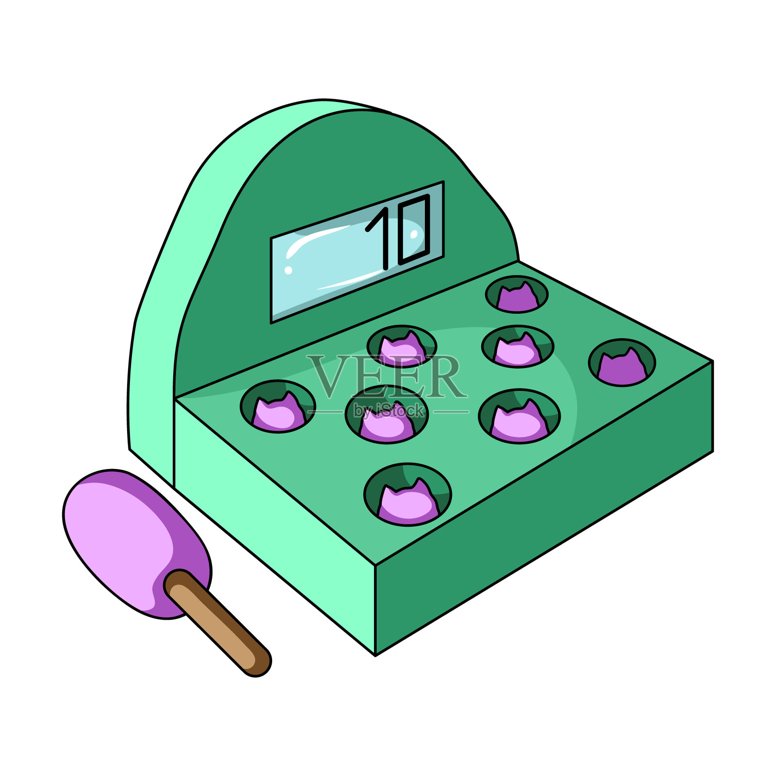 用锤子打弹出动物吸引插画图片素材