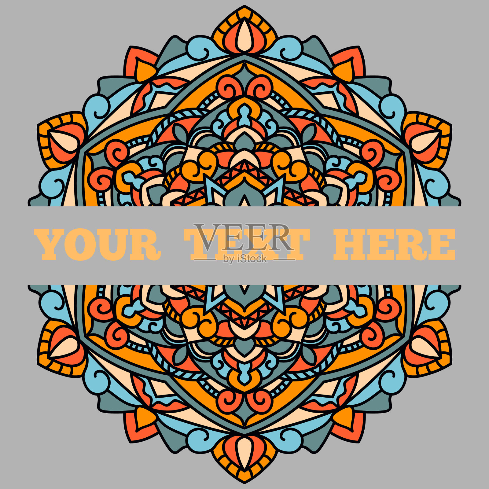 美丽的传单上有曼陀罗图案和插画图片素材