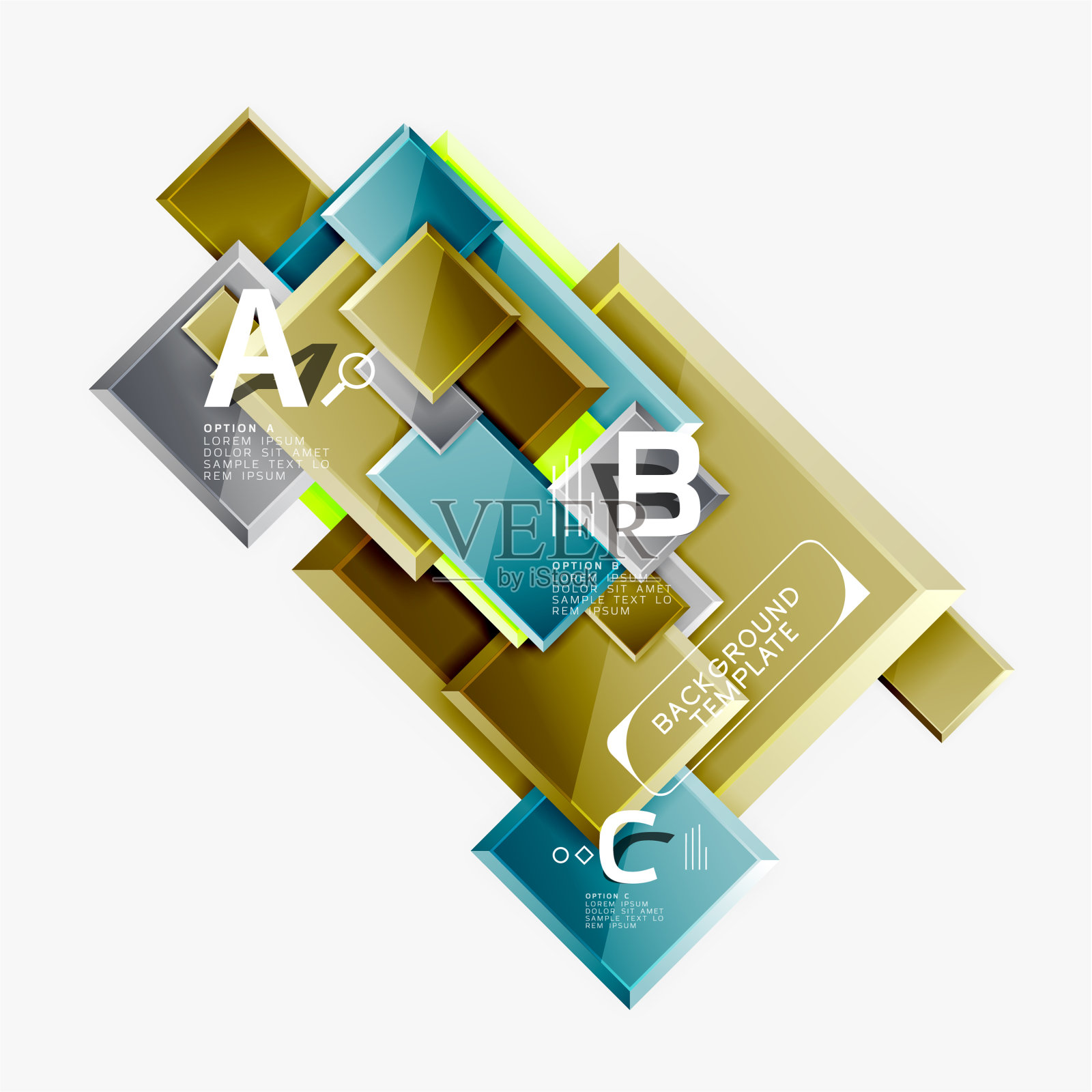 几何正方形设计抽象旗帜光泽插画图片素材