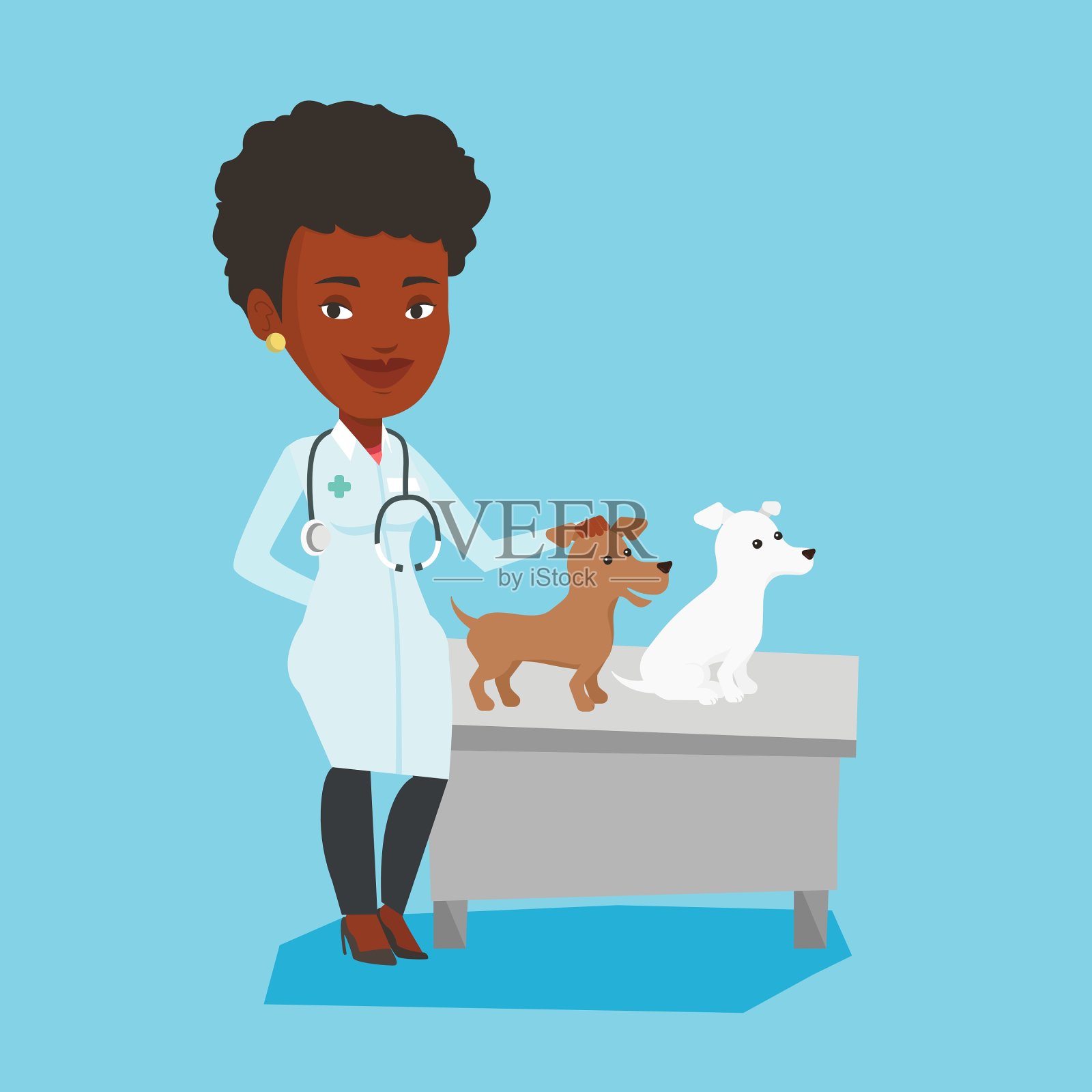 兽医检查狗插画图片素材