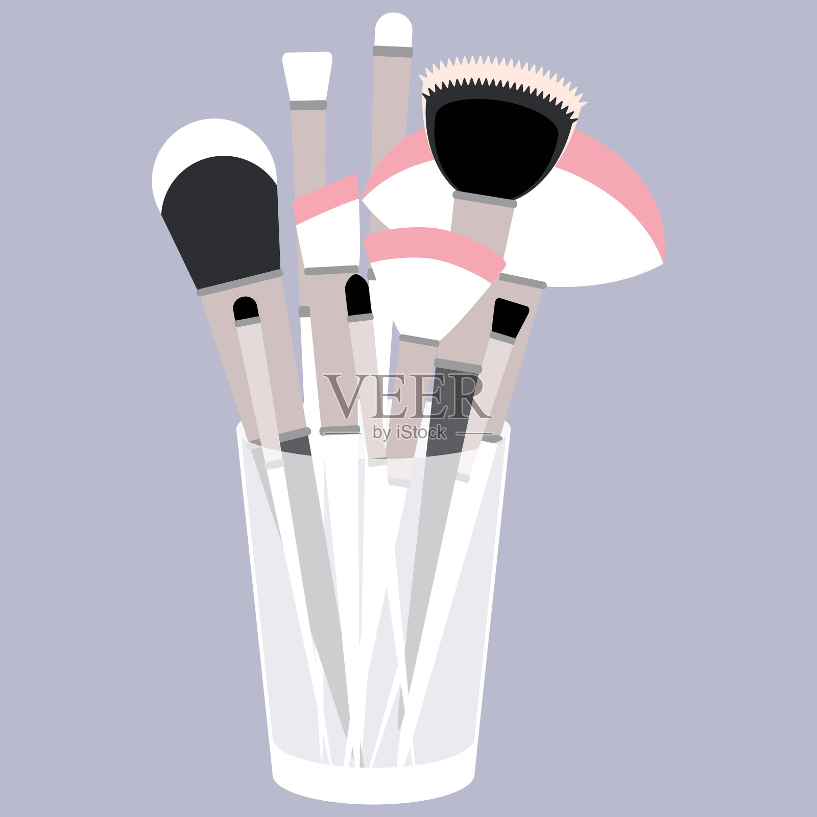 用玻璃和化妆刷插画图片素材