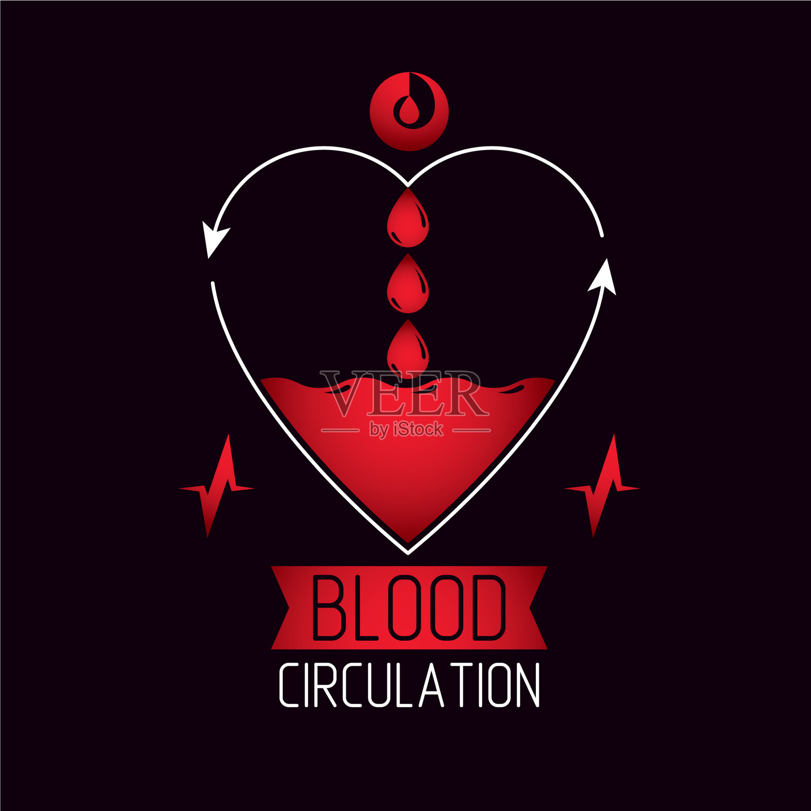 心脏形状的血与箭组成插画图片素材