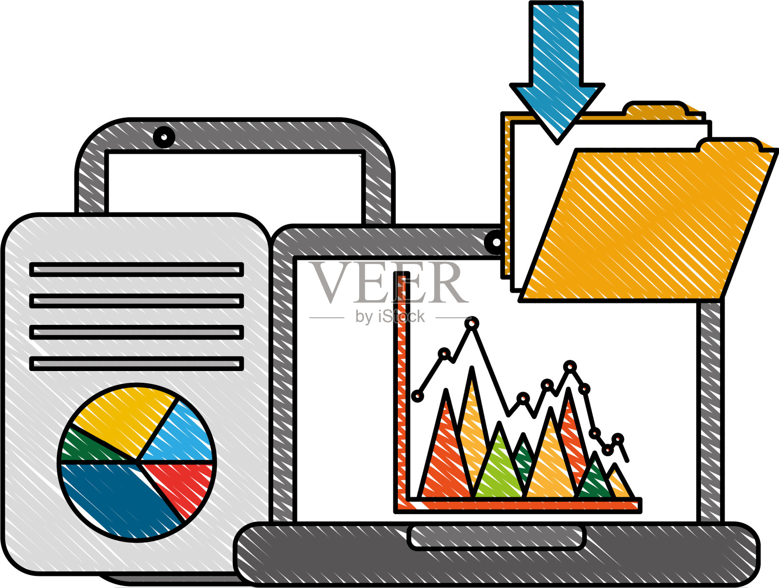 笔记本电脑文件下载文档信息设计元素图片