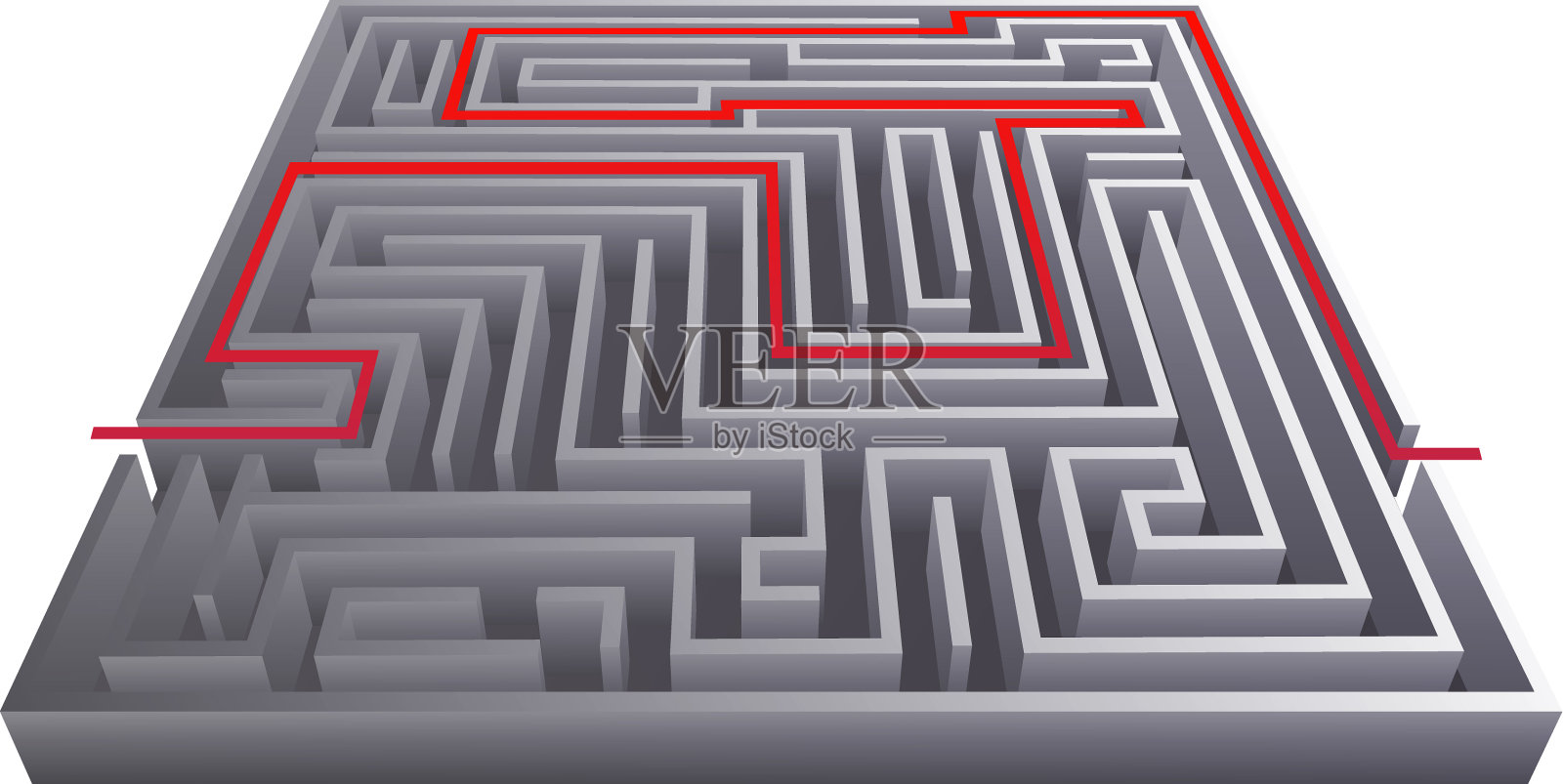 路通过错综复杂的迷宫等距迷宫设计元素图片