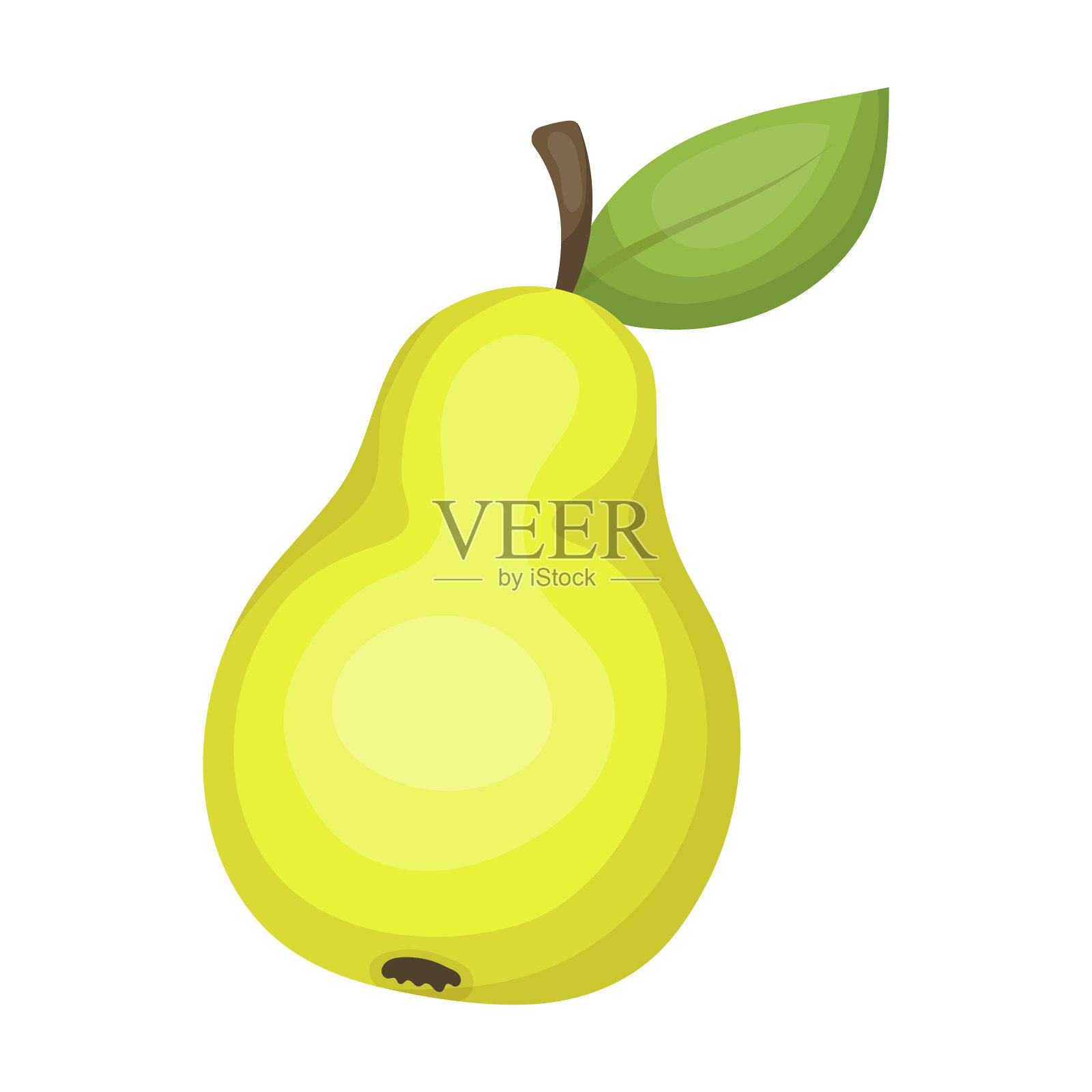 梨子与一叶劳动果实的花园插画图片素材
