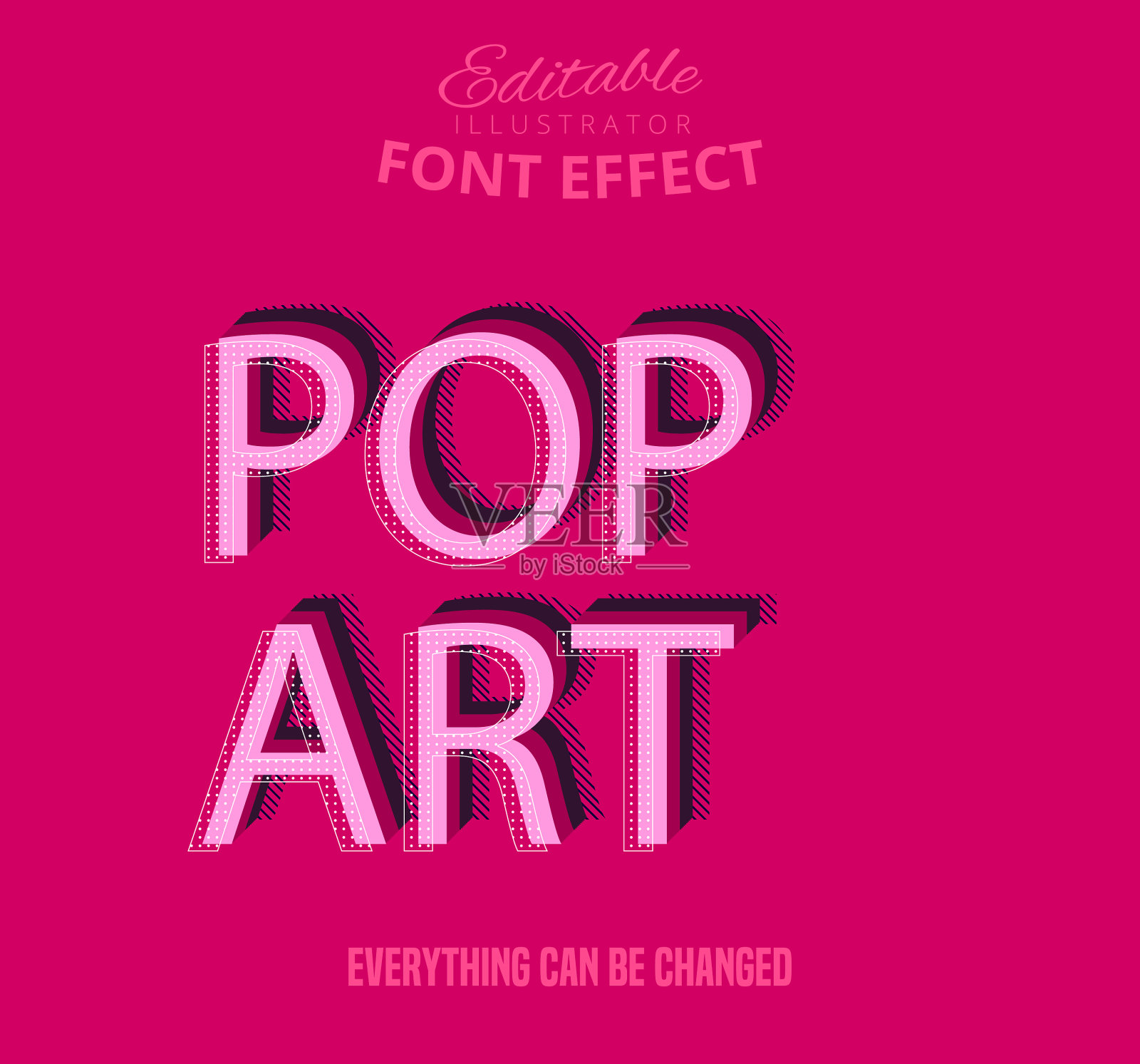 波普艺术文本可编辑的字体效果插画图片素材