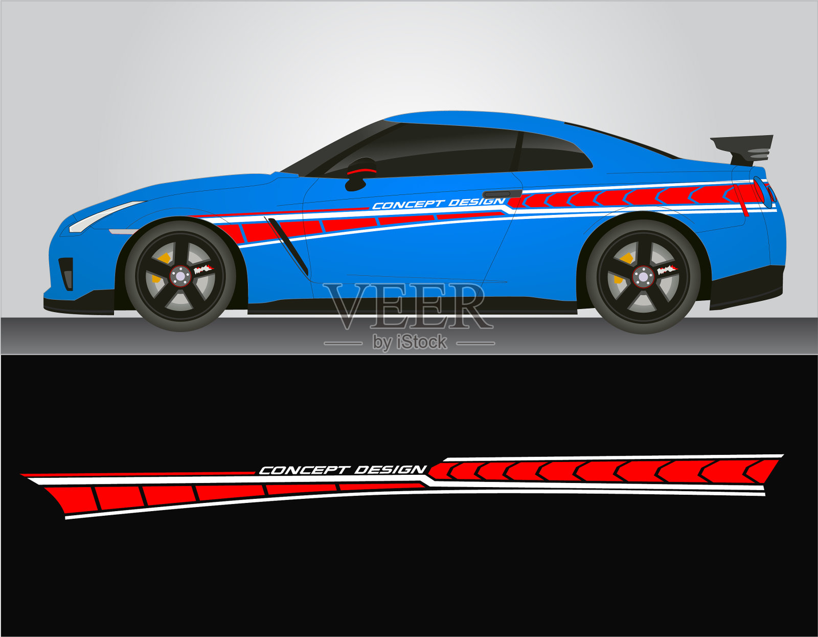 乙烯基贴纸贴纸车身红色汽车卡车插画图片素材