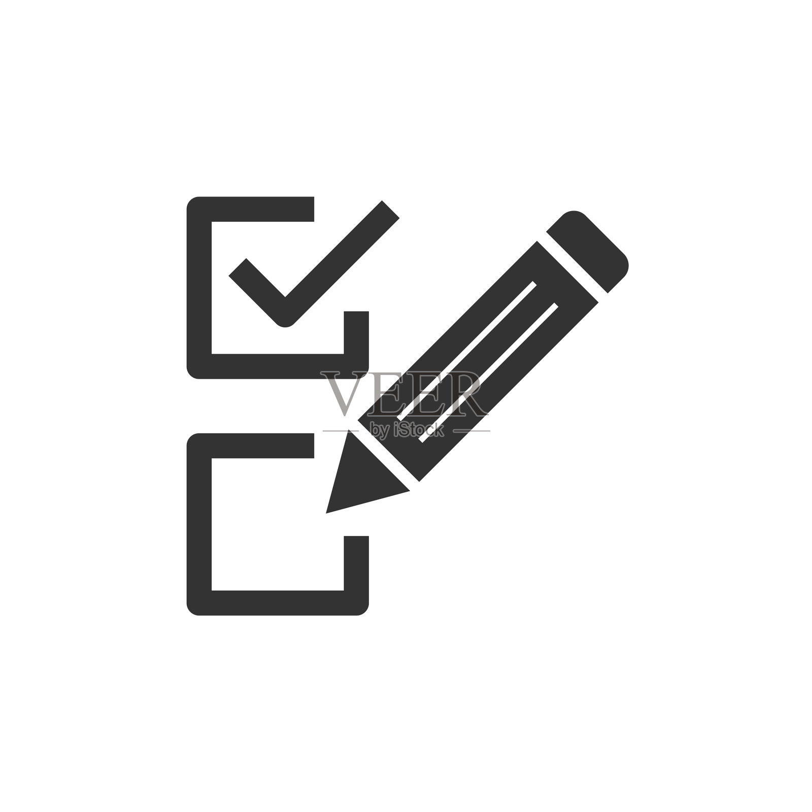 检查表文件标志图标在平面风格的调查图标素材