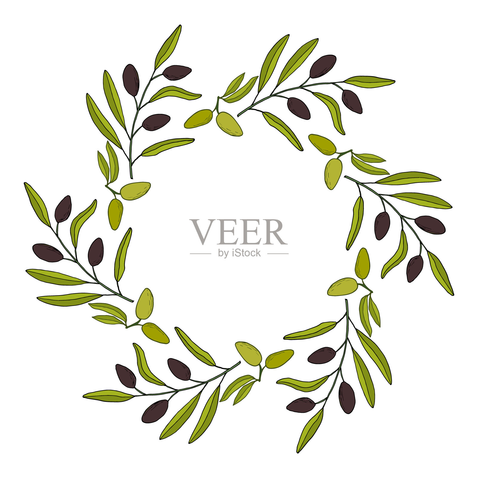 橄榄枝花环设计元素图片