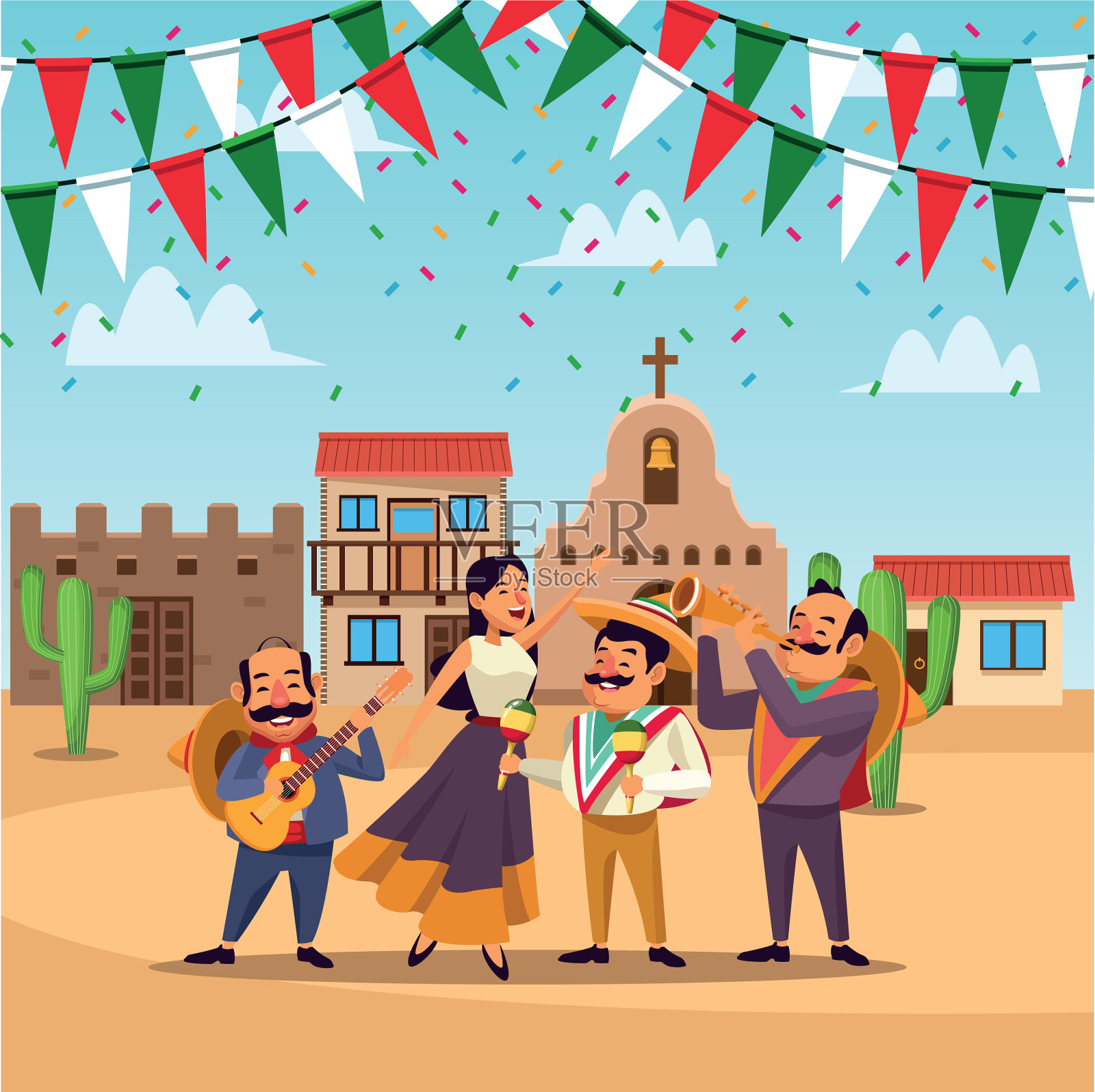 墨西哥人cinco de mayo卡通设计模板素材
