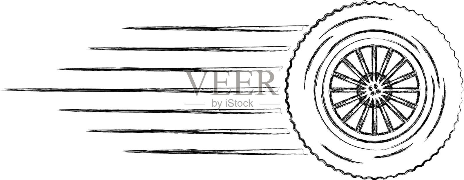 轮胎车轮车与速度线设计元素图片