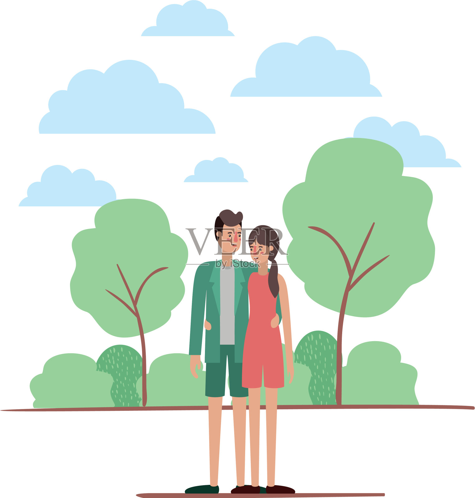 一对夫妇在公园的avatar角色插画图片素材