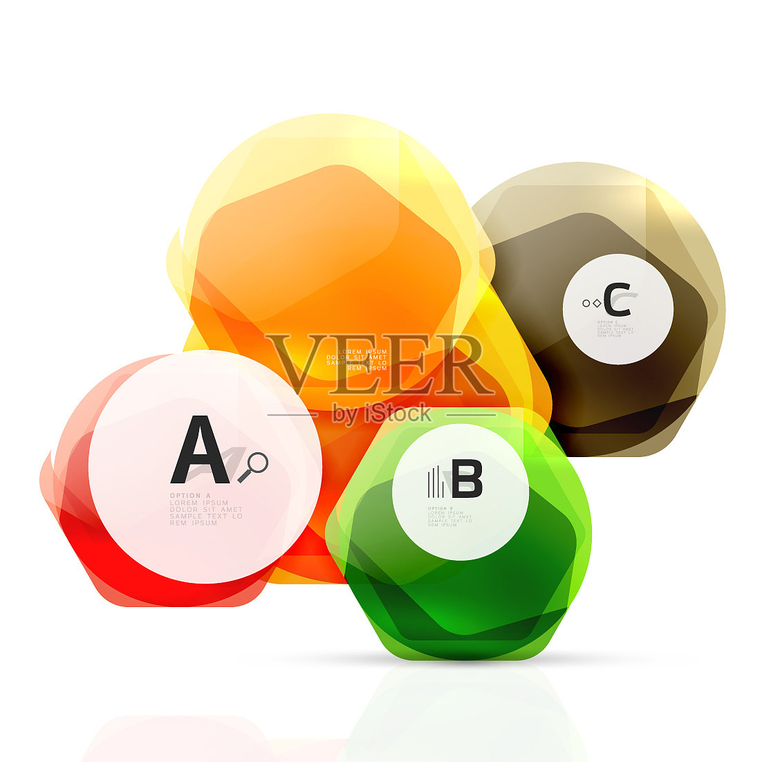 玻璃现代几何六边形抽象插画图片素材