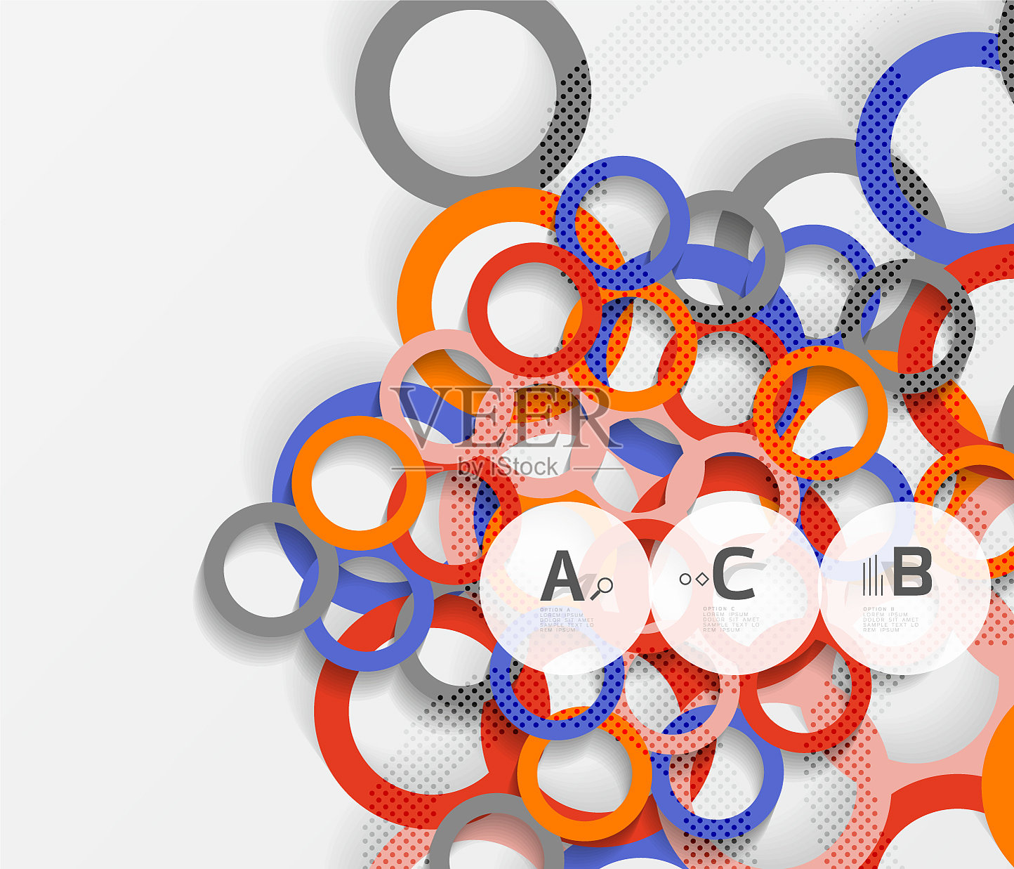 白色的几何圆上有阴影插画图片素材