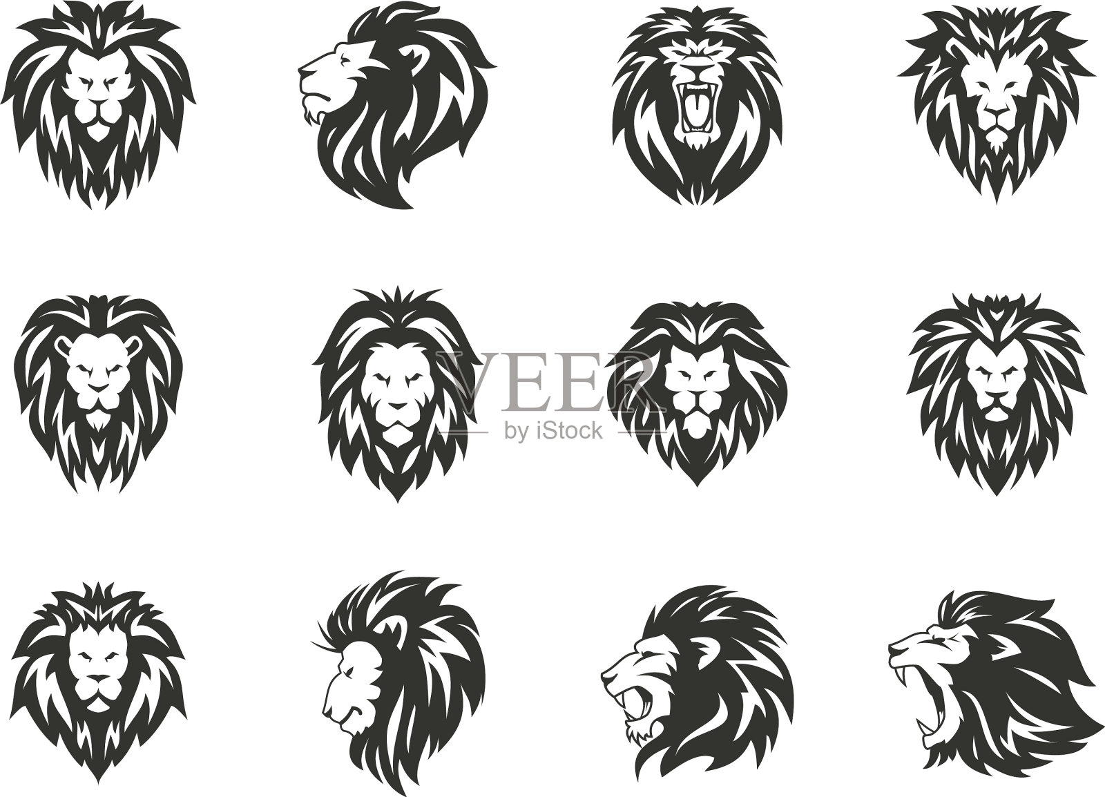 设置黑色纹章狮子符号上的白色图标素材