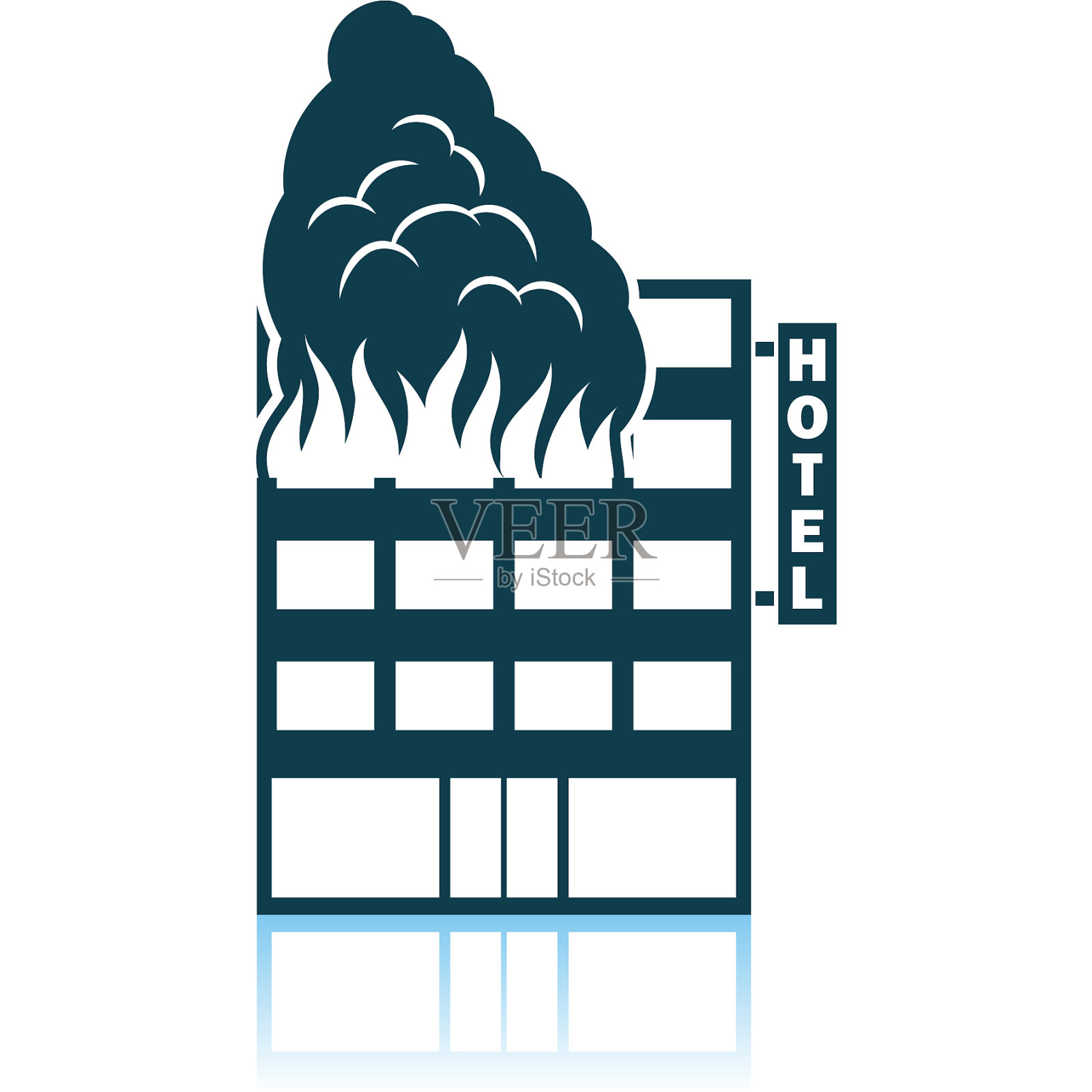 酒店建筑在火的图标设计元素图片