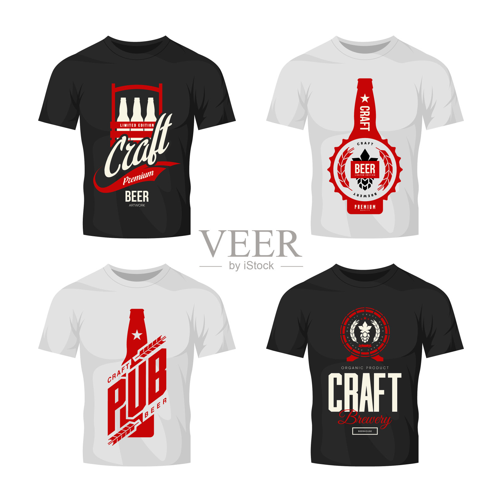 现代精酿啤酒饮料标志为酒吧插画图片素材