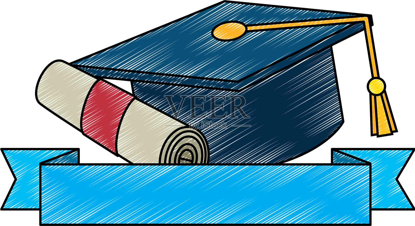 带毕业证书的毕业帽设计元素图片