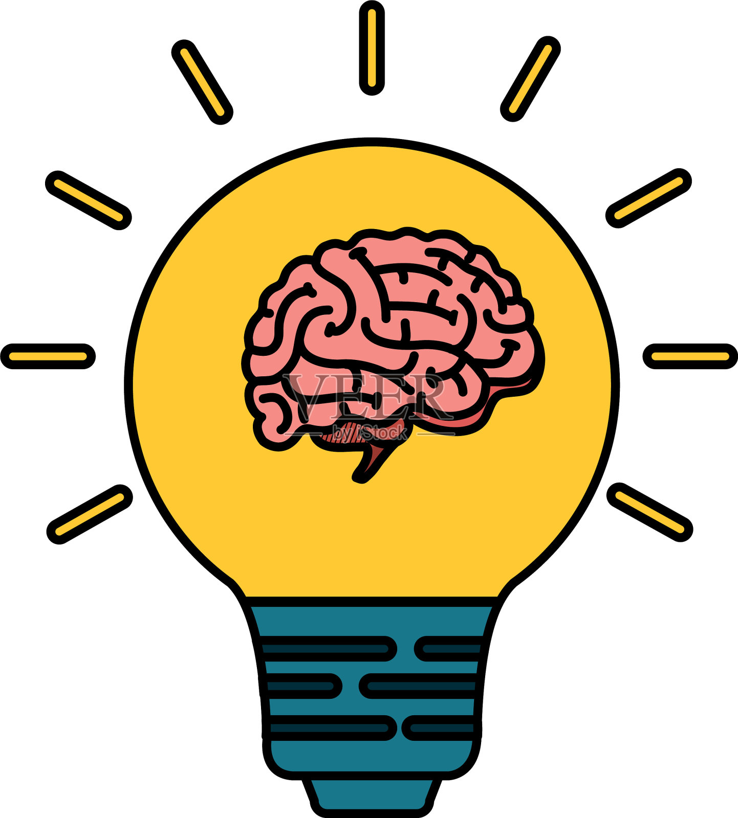 有灯泡的人脑设计元素图片