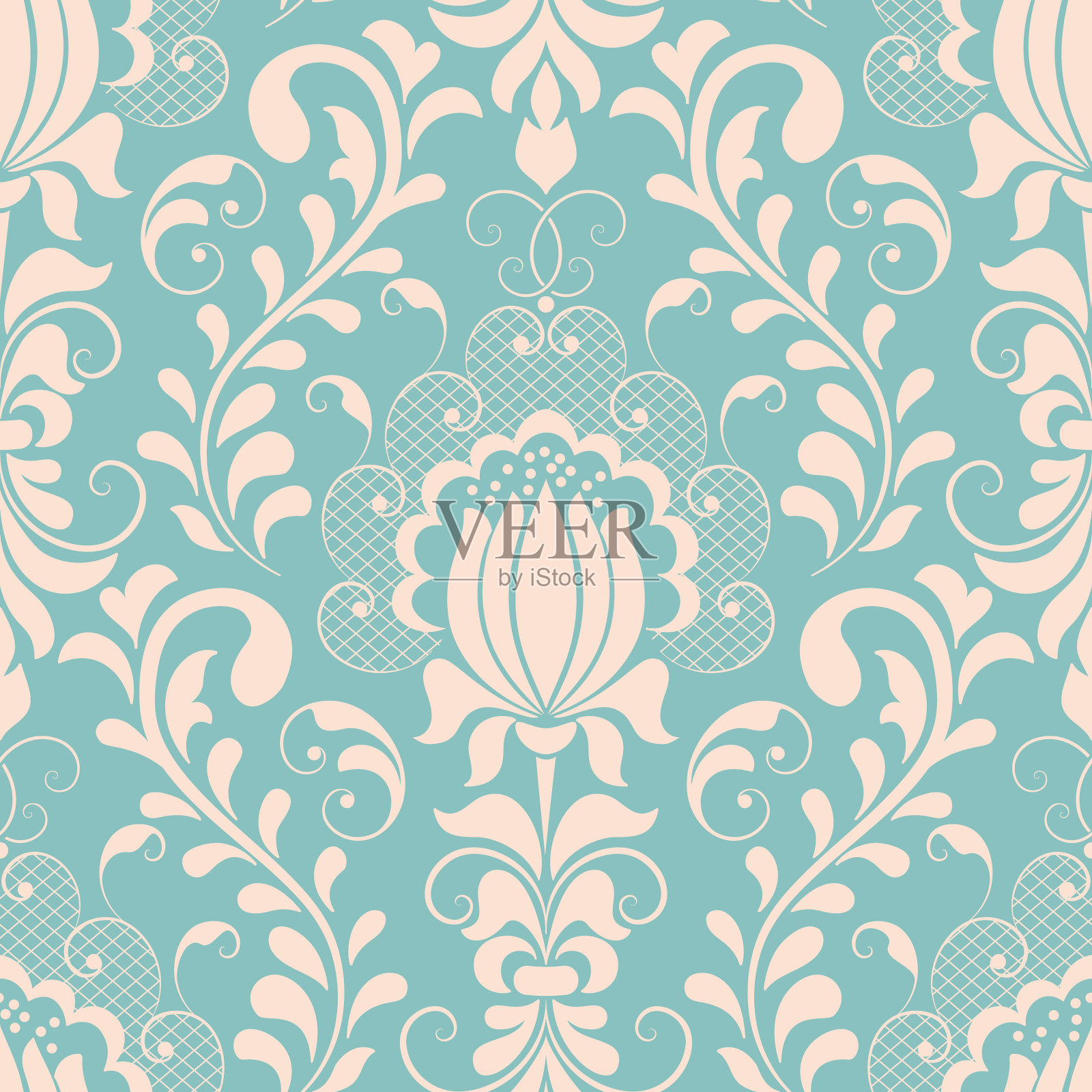 锦缎无缝图案元素古典奢华插画图片素材