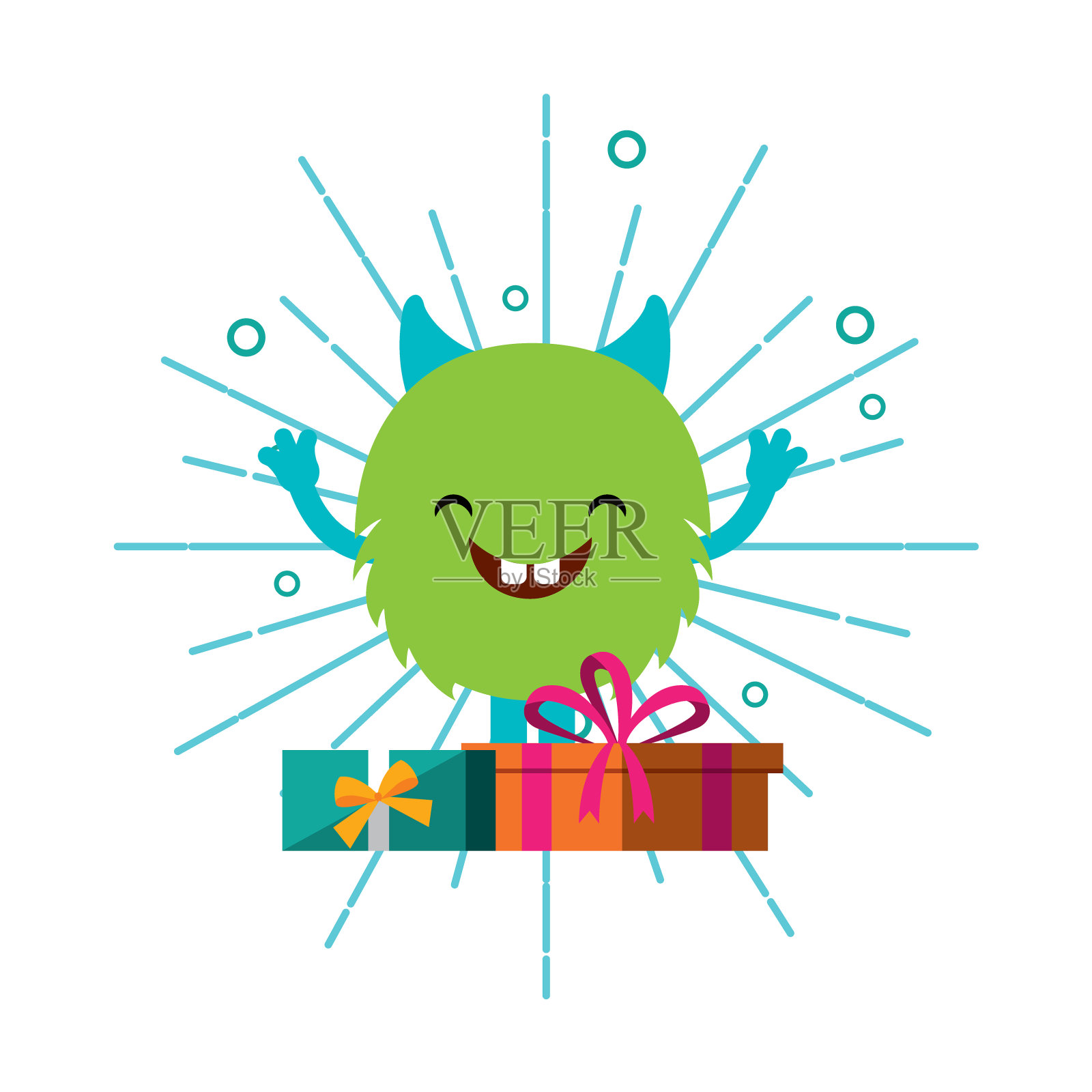 怪兽生日贺卡设计元素图片