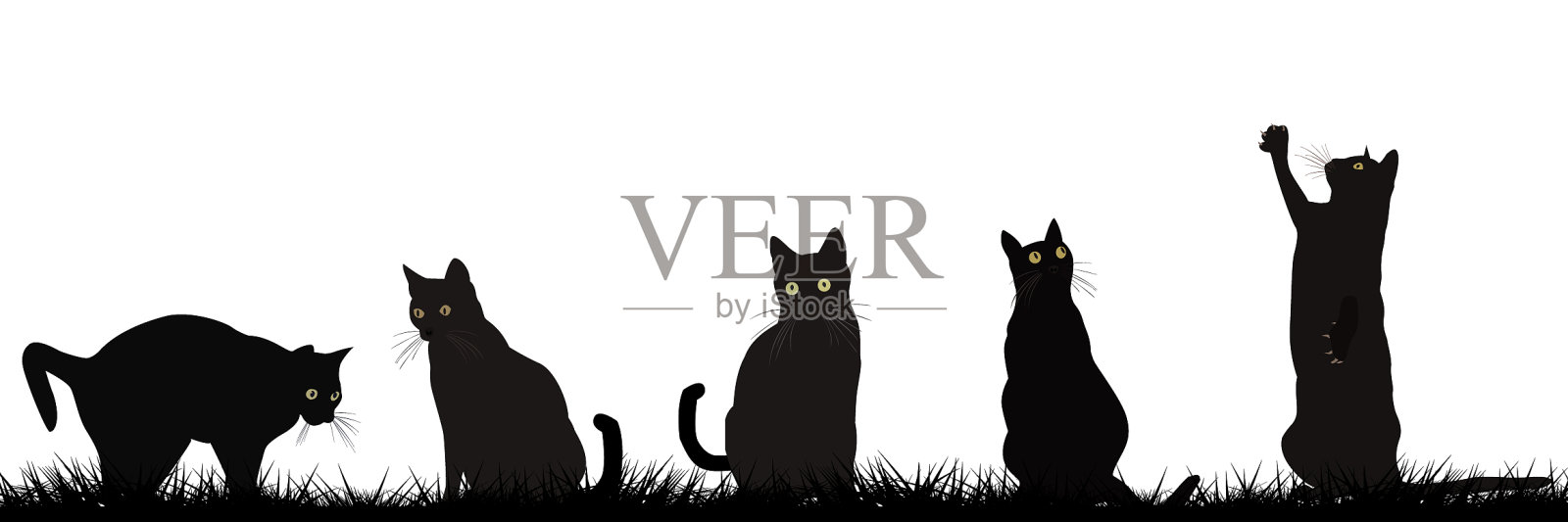 黑猫在户外玩耍设计元素图片