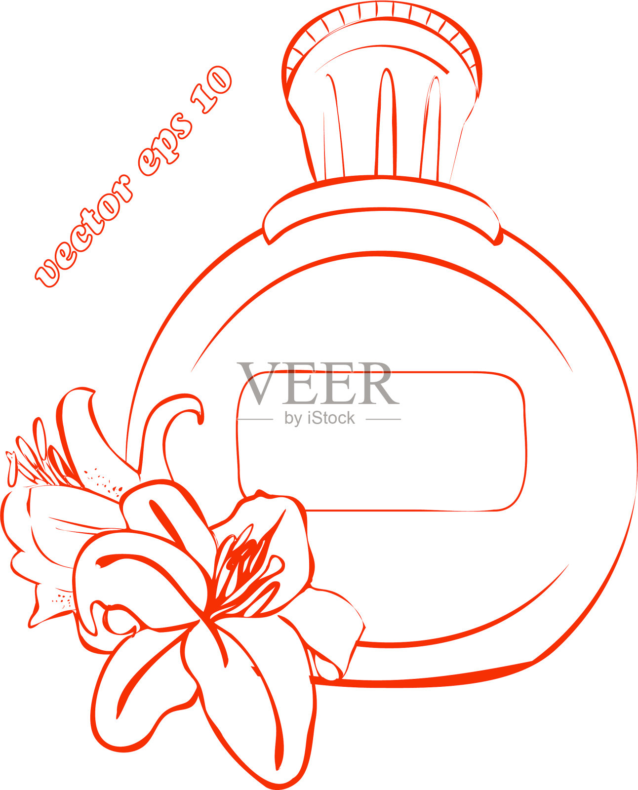 简单的瓶子，两朵百合设计元素图片