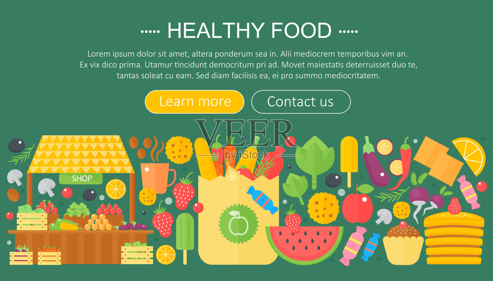 烹饪收集健康食物信息图插画图片素材