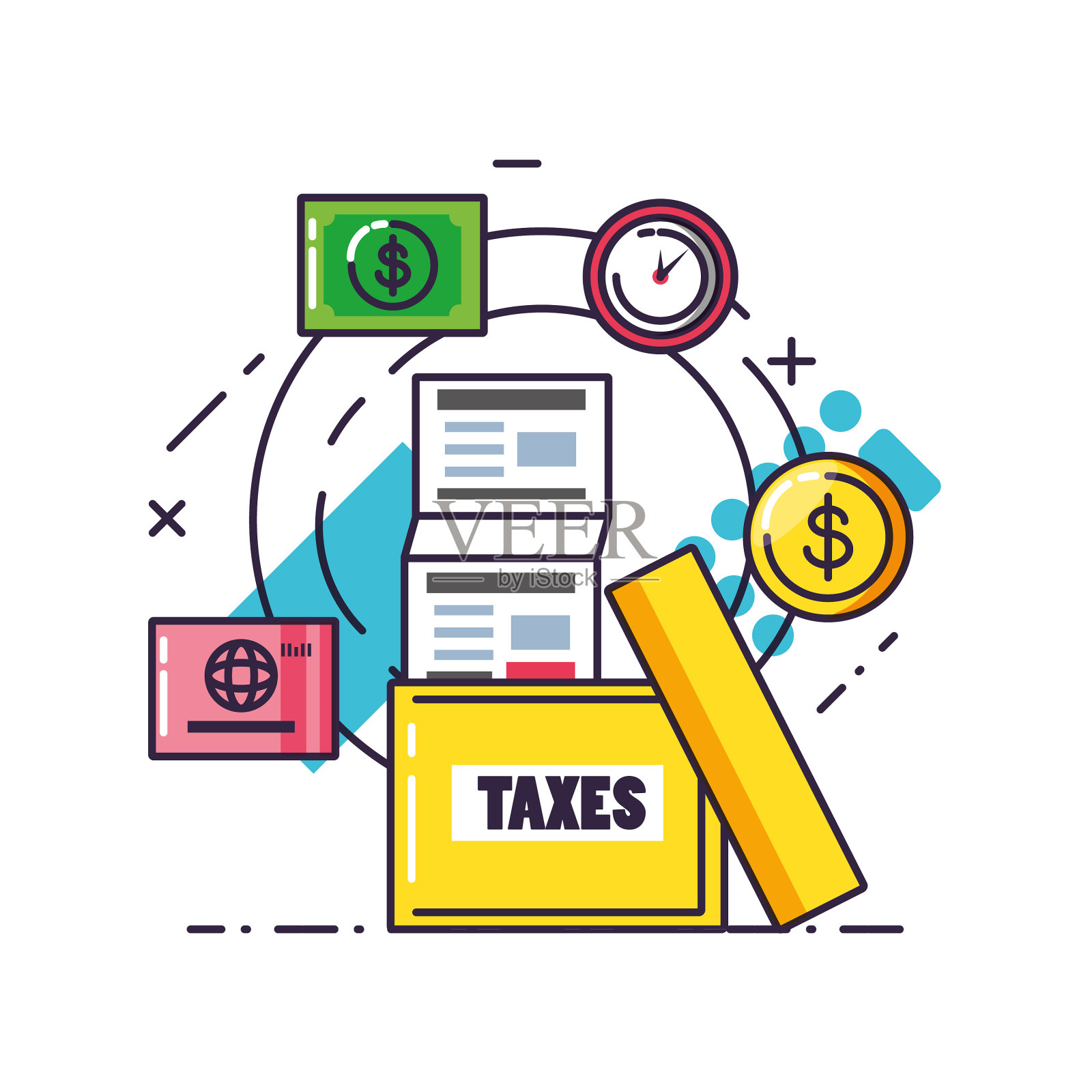 税务日与文件和设置图标设计元素图片