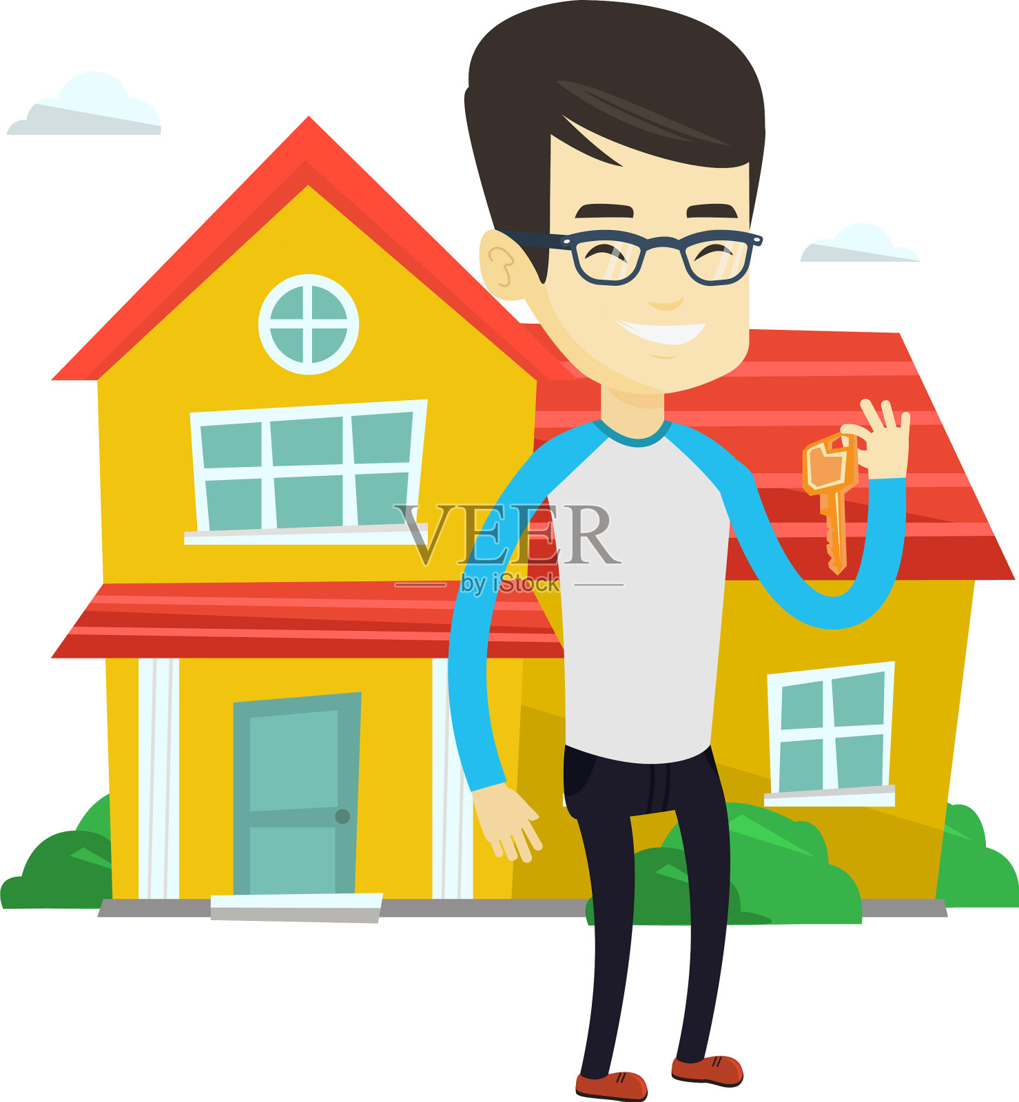 有钥匙的房地产经纪人设计元素图片