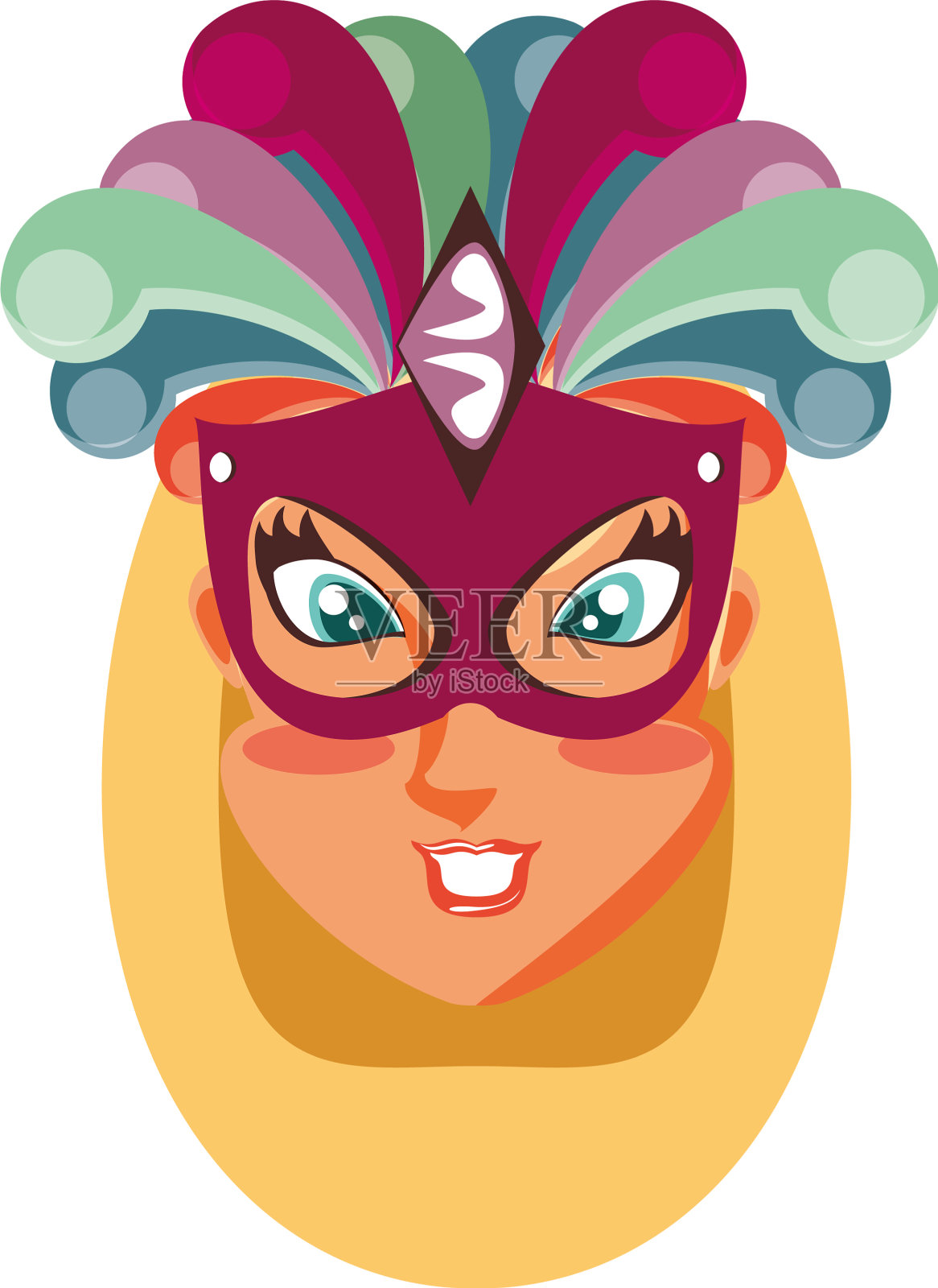 戴面具的女子狂欢节舞者的头领设计元素图片