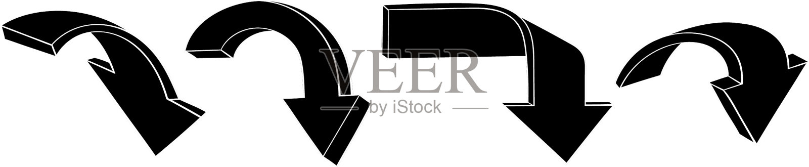 黑色箭头向下标志手绘草图设计元素图片