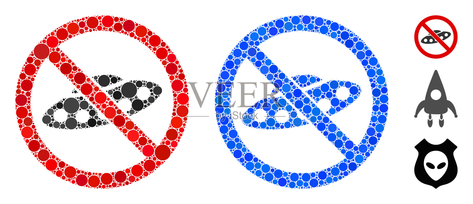 没有UFO马赛克图标圈插画图片素材