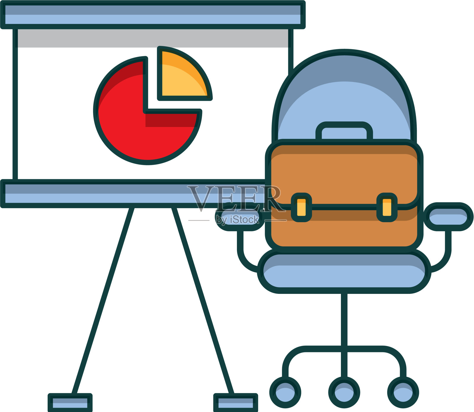 带纸板和办公室的公文包设计元素图片