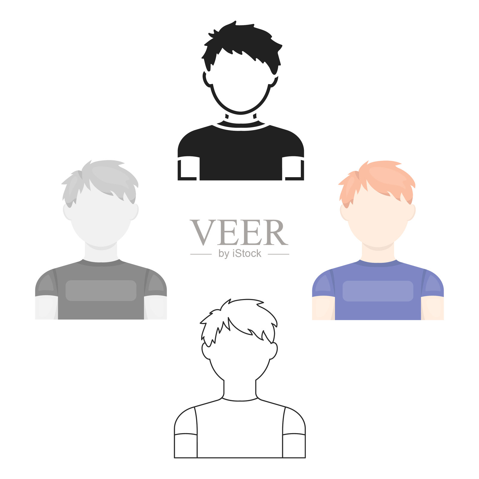 红发男孩偶像卡通黑色单身化身设计元素图片