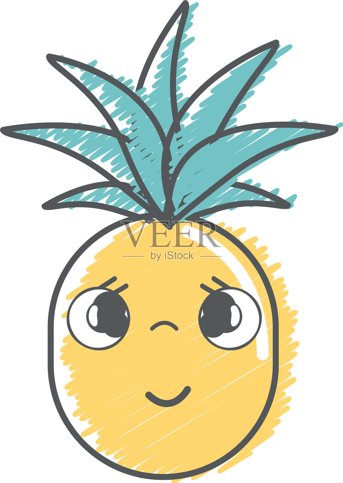 可爱害羞的菠萝蔬菜设计元素图片