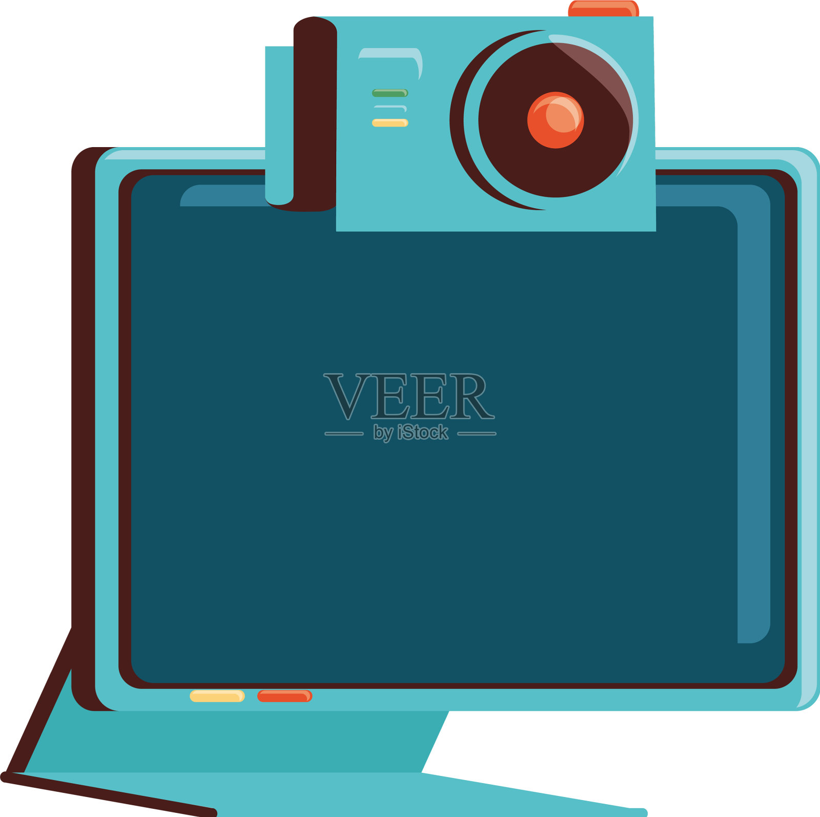 电脑显示器和照相机摄影设计元素图片