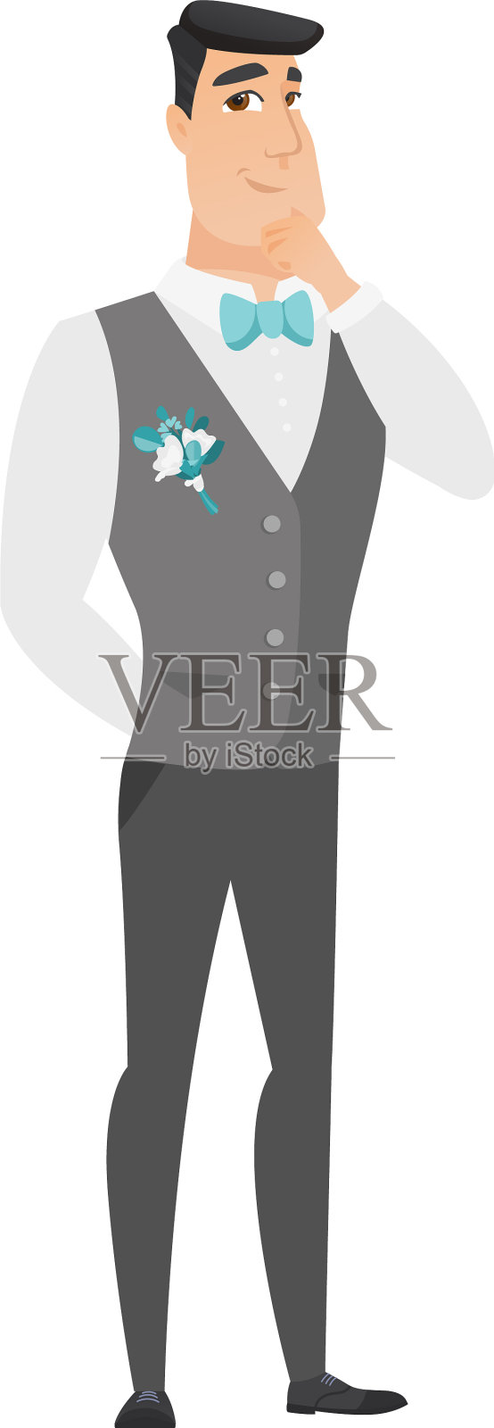 高加索新郎思考设计元素图片