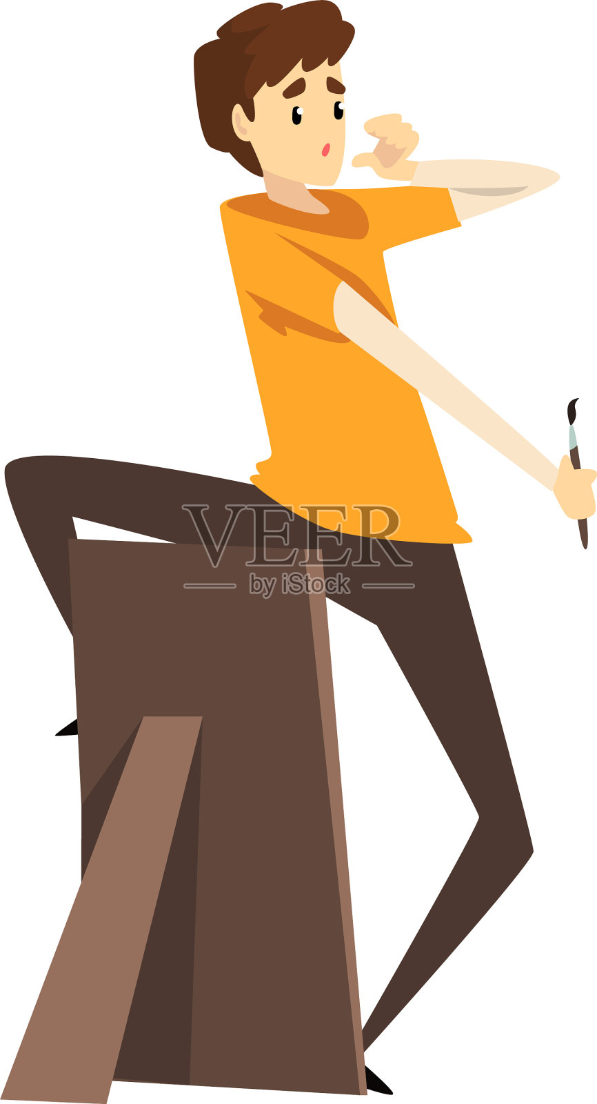 在画布上作画的男艺术家，天才画家设计元素图片