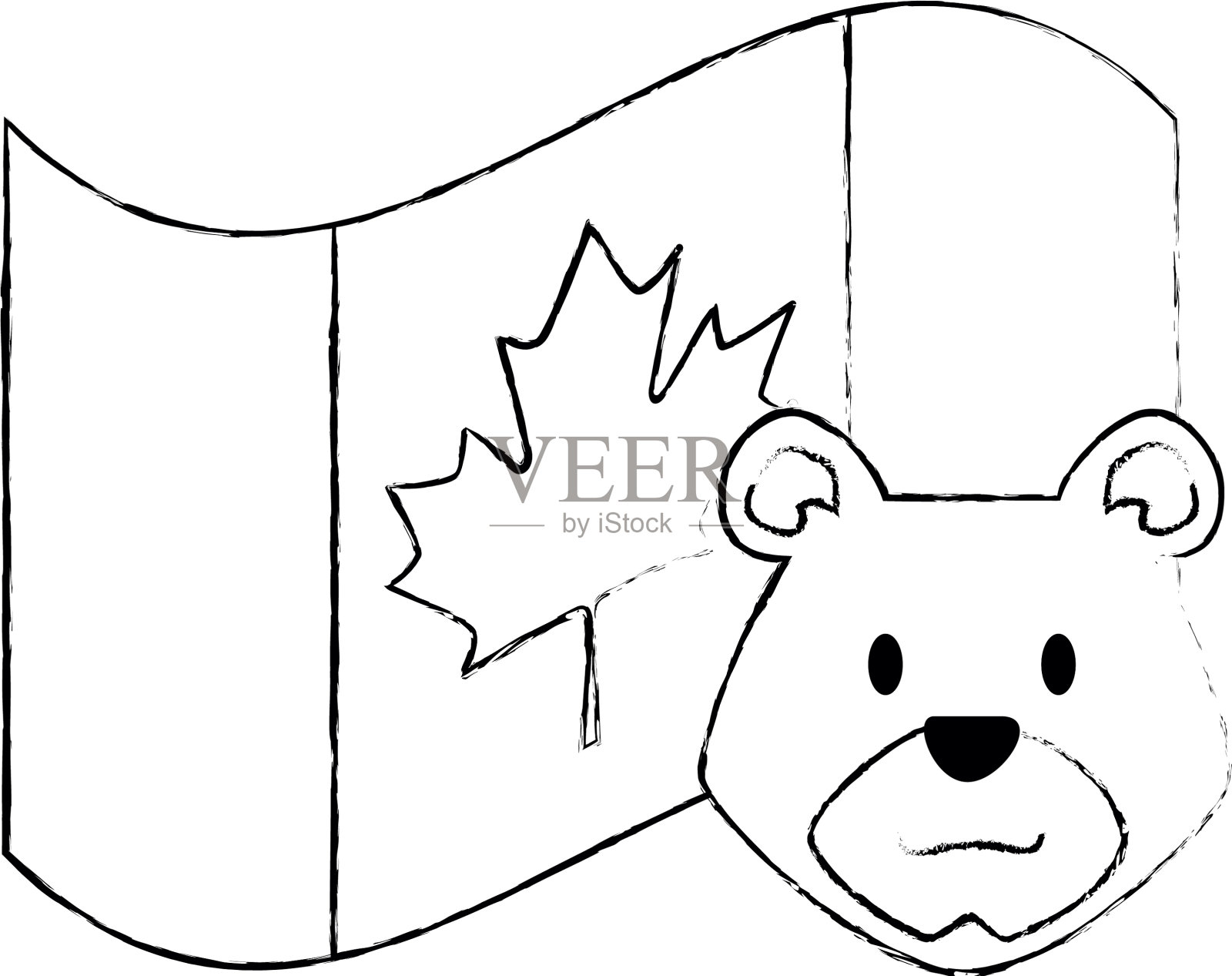 带有灰熊的加拿大国旗设计元素图片